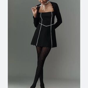 Maeve Black Dress with White Trim